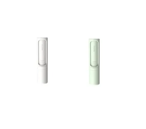 Rotating cylinder electrostatic pet hair removal brush in light pink with ABS body on a white background