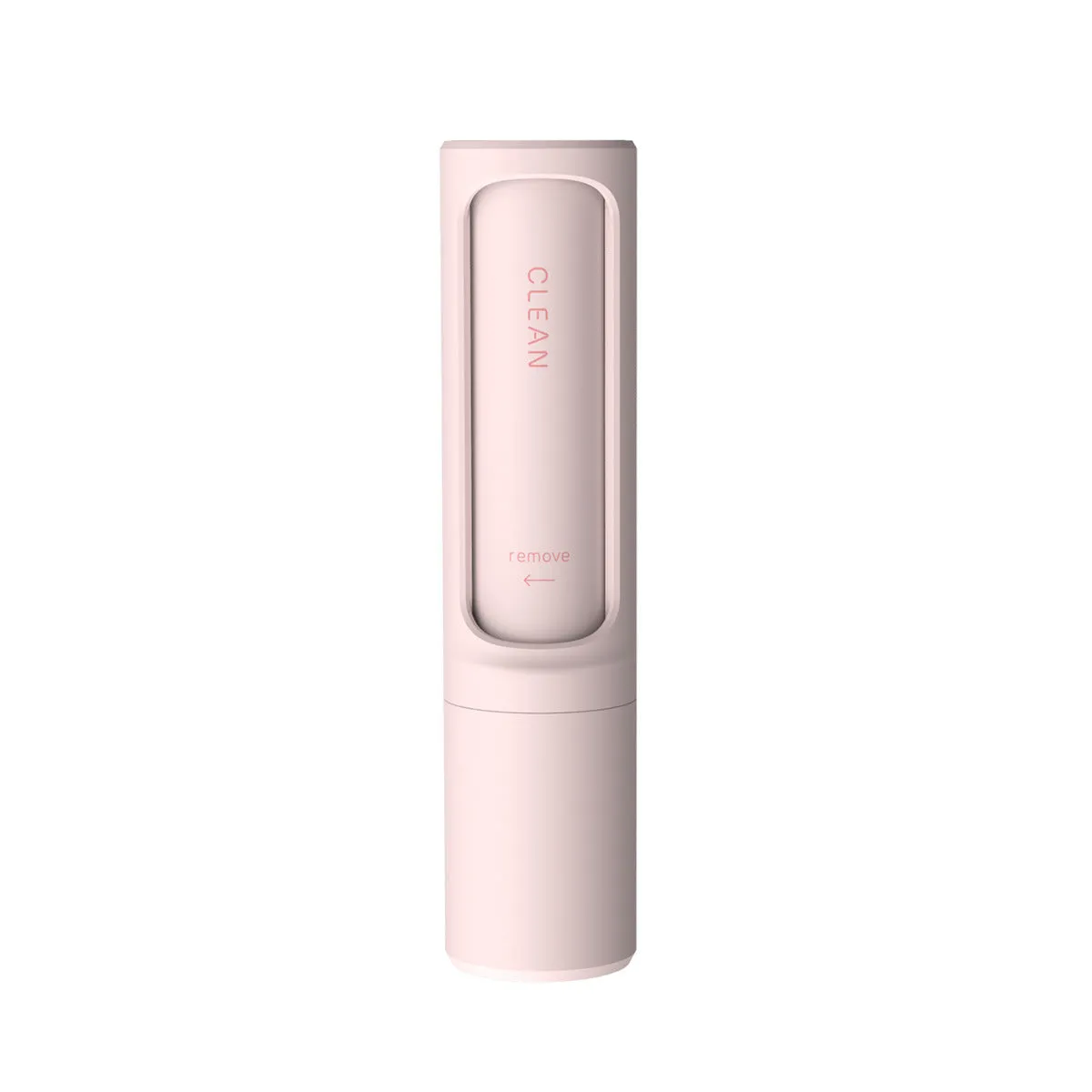 Rotating cylinder electrostatic pet hair removal brush in light pink with ABS body on a white background