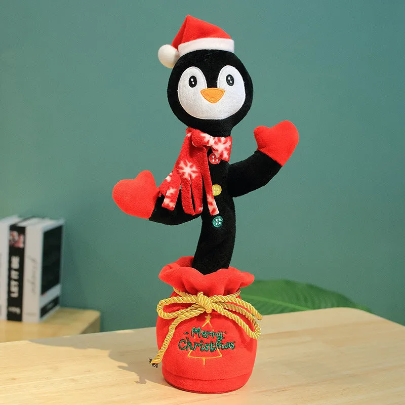 Soft dancing Christmas reindeer plush toy with recording and music functions, 32cm tall