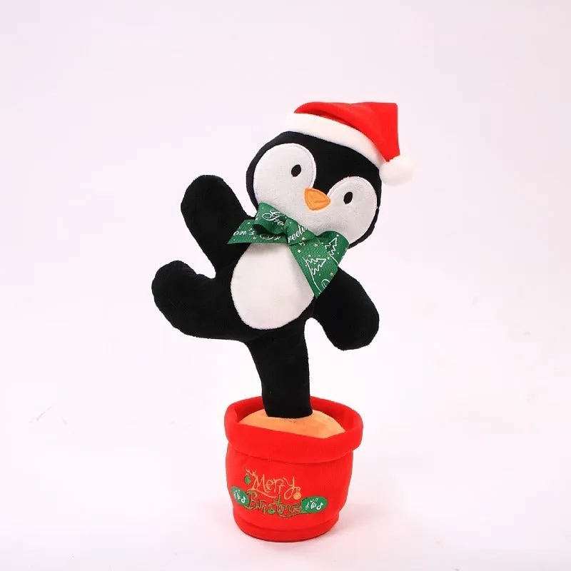 Soft dancing Christmas reindeer plush toy with recording and music functions, 32cm tall