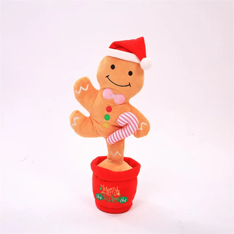 Soft dancing Christmas reindeer plush toy with recording and music functions, 32cm tall