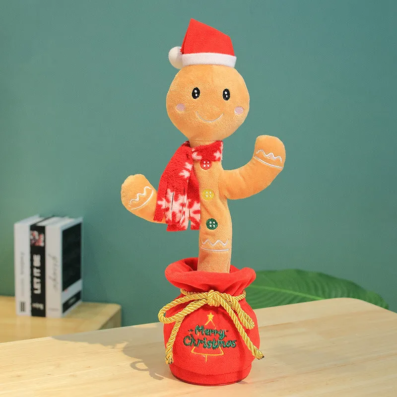 Soft dancing Christmas reindeer plush toy with recording and music functions, 32cm tall