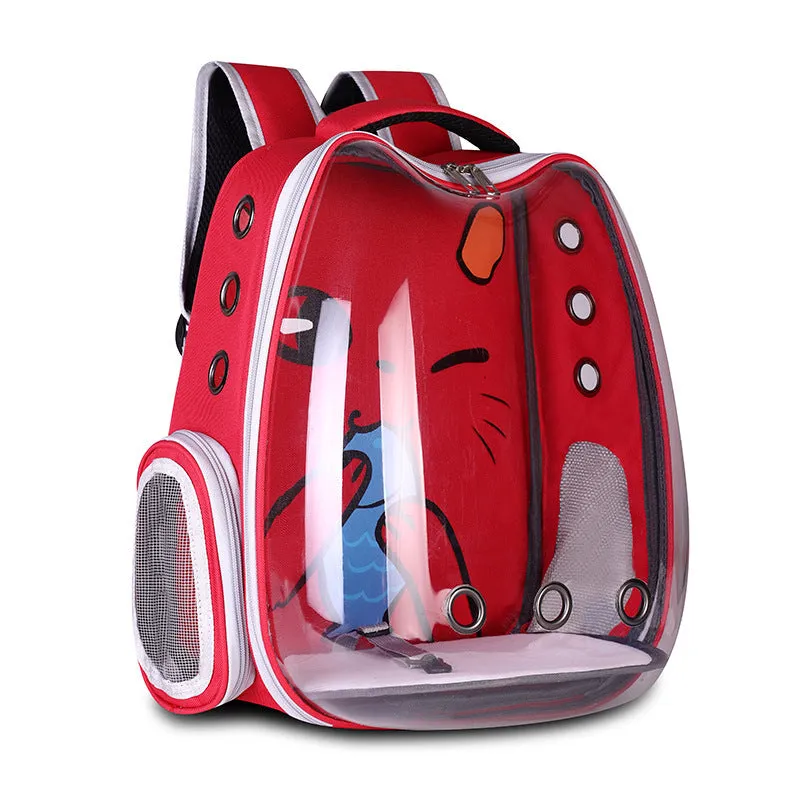 Yellow hard shell pet backpack with nylon body and shoulder straps for cats or small dogs