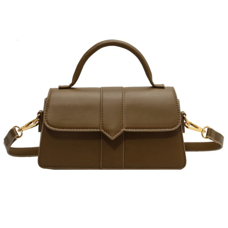 Women's PU leather messenger bag in neutral colour with file organiser interior and sandwich pocket