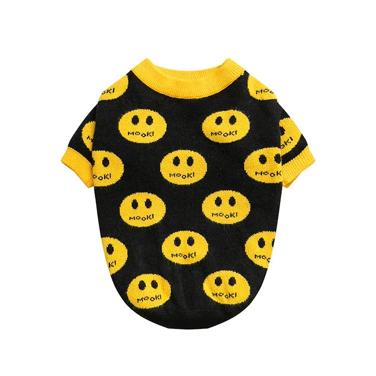 MK9 smile sweater for dogs and cats in black wool knit casual style