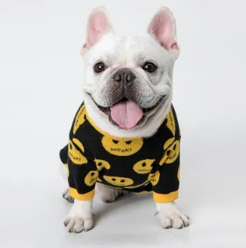 MK9 smile sweater for dogs and cats in black wool knit casual style
