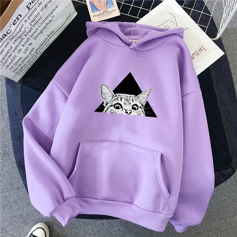 Women hoodie polyester fibre pullover in black, shown flat with full front view