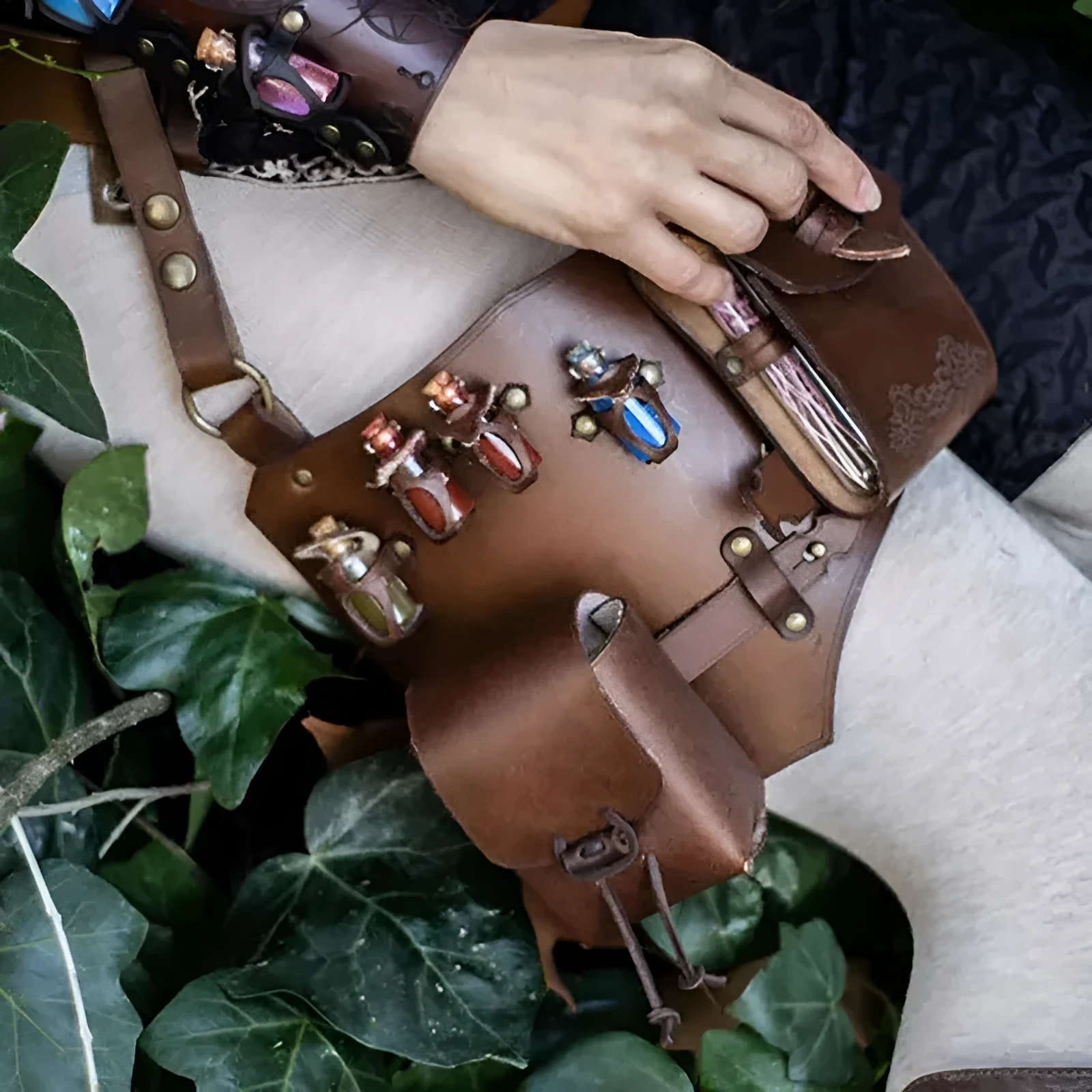 Retro chic unisex PU waist bag medicine pouch for outdoor sports in light brown colour