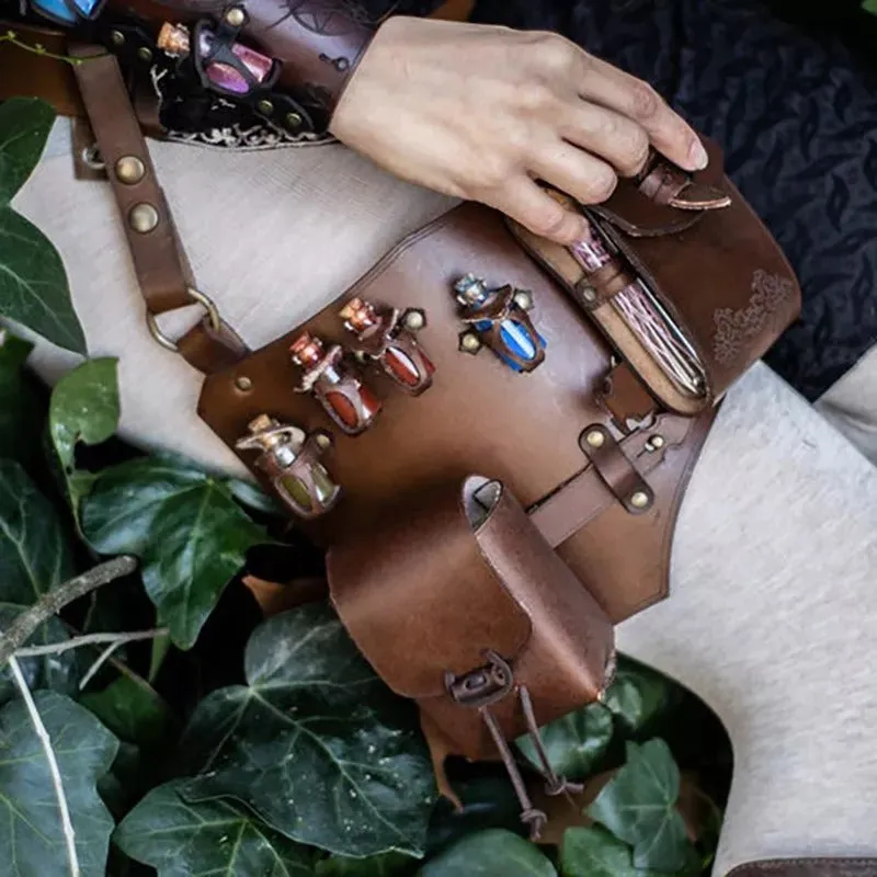Retro chic unisex PU waist bag medicine pouch for outdoor sports in light brown colour