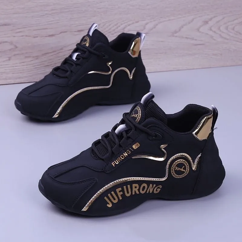 Casual mid-top cowhide leather sneakers with front lace-up, round toe, and plastic sole in black and white colourway