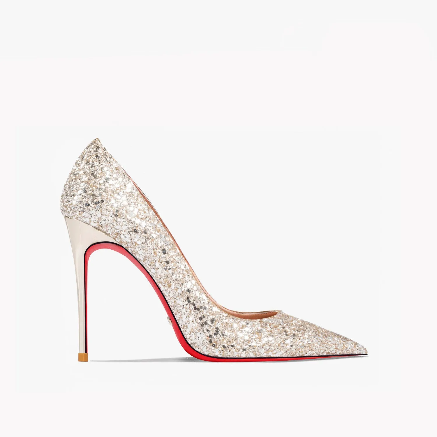Women's black and silver sequin super pointed high heel shoes with 12cm slim stiletto heel