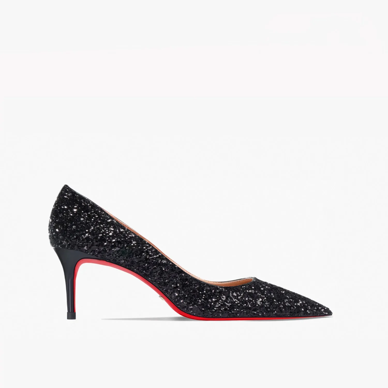 Women's black and silver sequin super pointed high heel shoes with 12cm slim stiletto heel