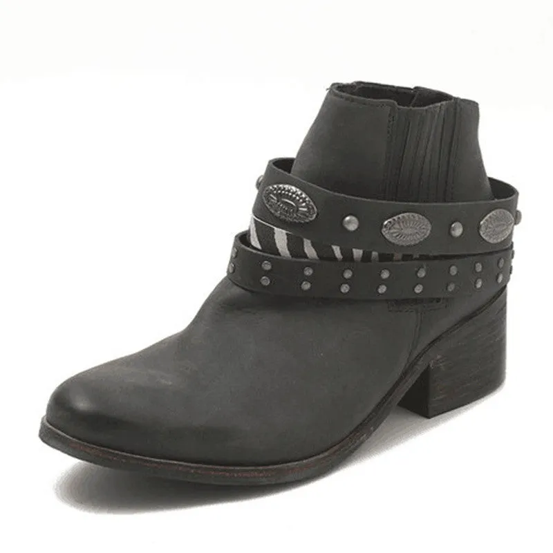 Women's vintage high heel shoes with tassel detail, round toe, back-tie fastening, thick block heel, black or brown