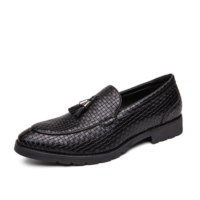 Men's plus size low top PU leather shoes with leather toe holder in black, brown, gray