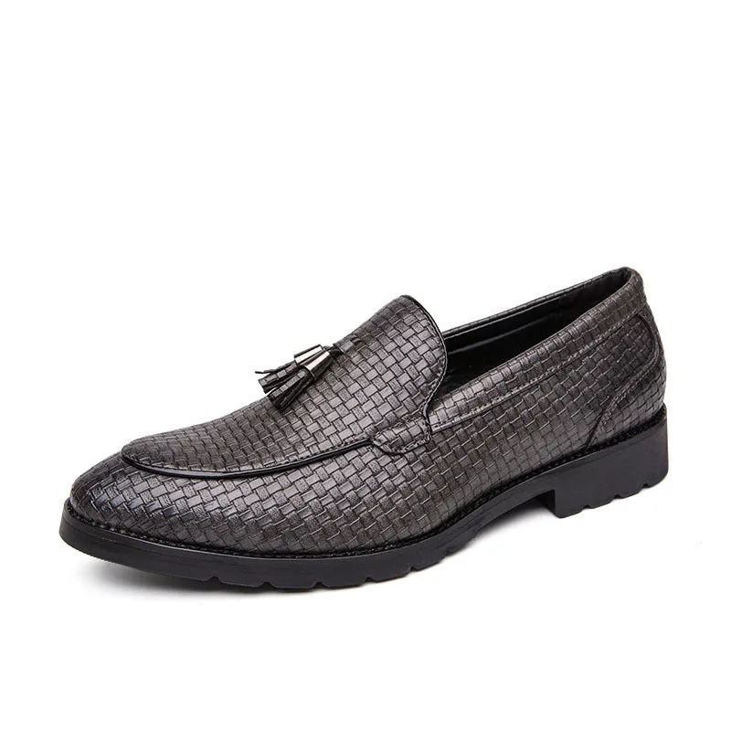 Men's plus size low top PU leather shoes with leather toe holder in black, brown, gray