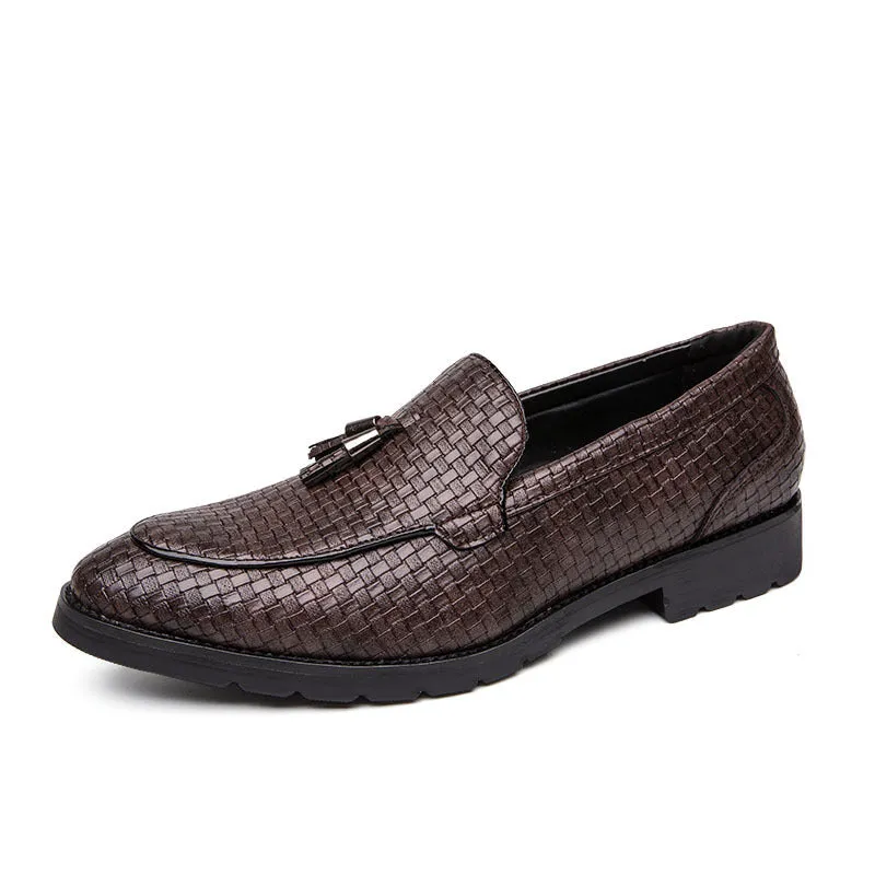 Men's plus size low top PU leather shoes with leather toe holder in black, brown, gray