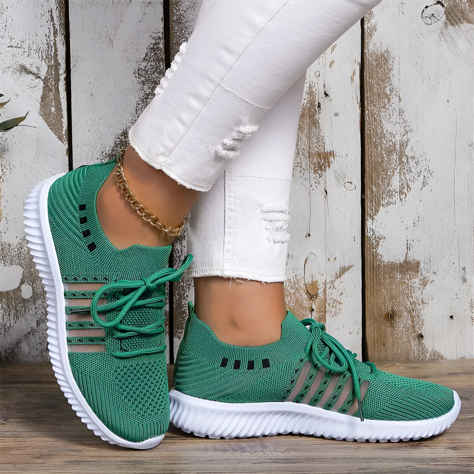 Beige lace-up mesh sneakers with round toe, rubber sole, and PU insole on a flat surface