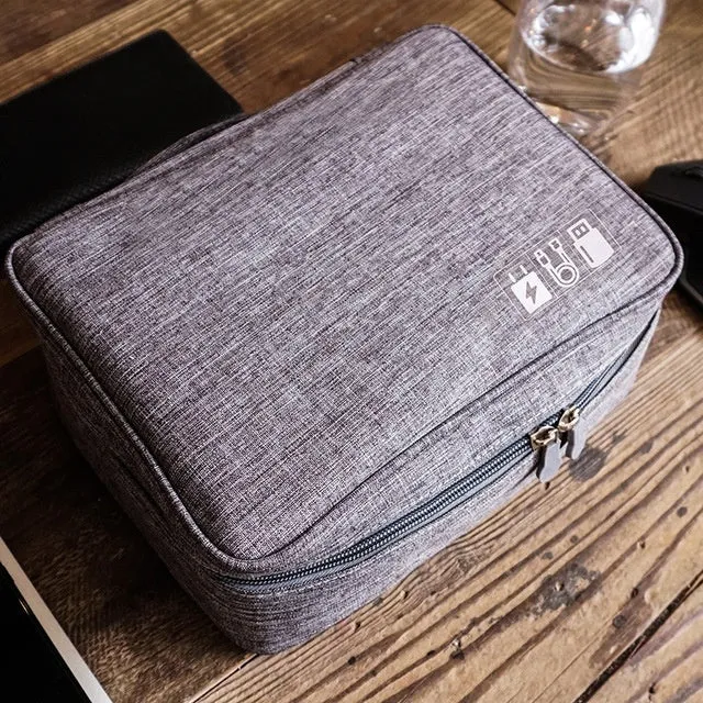 Portable waterproof mobile phone digital bag in blue, 24.5x18x10cm, made of polyester for travel