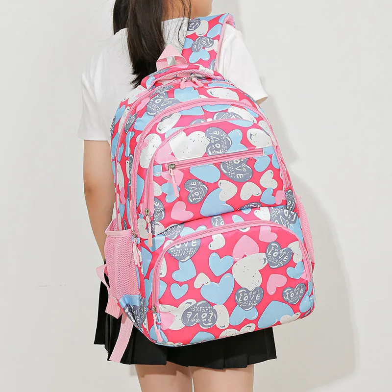Blue student backpack with air cushion shoulder straps showing Oxford cloth material and large capacity design