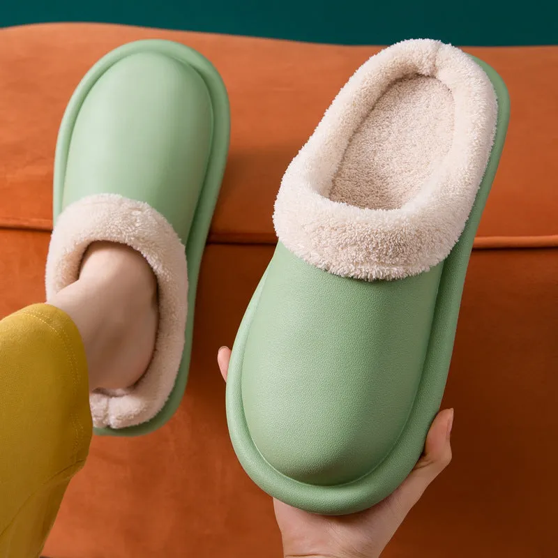 Waterproof EVA flip flop slippers for home winter use, non-slip sole, available in blue colour