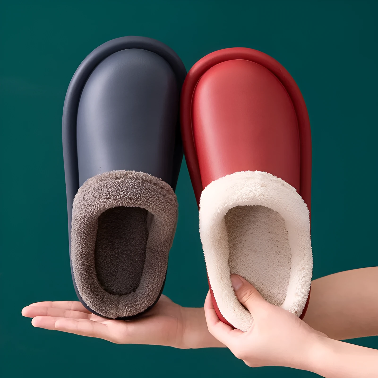 Waterproof EVA flip flop slippers for home winter use, non-slip sole, available in blue colour