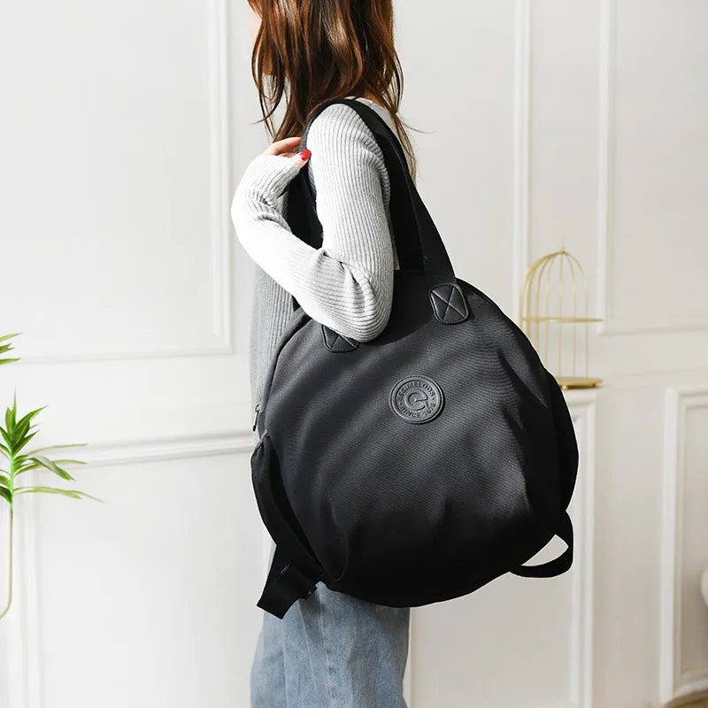 Black nylon large capacity multifunctional bag with backpack, shoulder, and handbag modes for women
