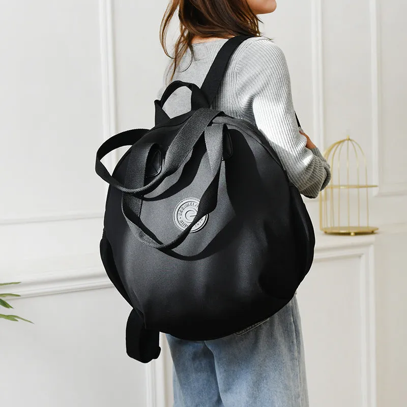 Black nylon large capacity multifunctional bag with backpack, shoulder, and handbag modes for women