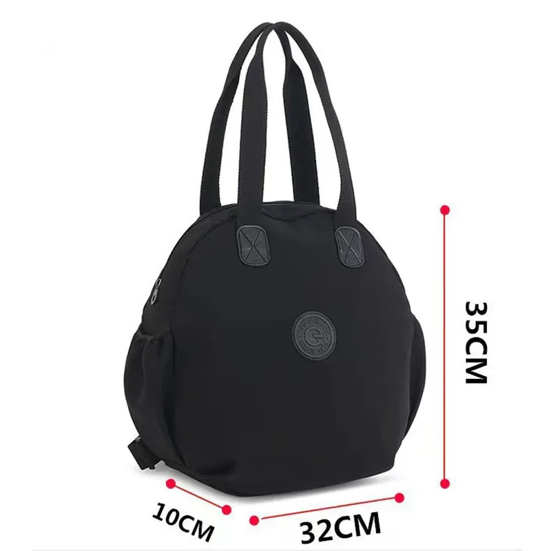Black nylon large capacity multifunctional bag with backpack, shoulder, and handbag modes for women