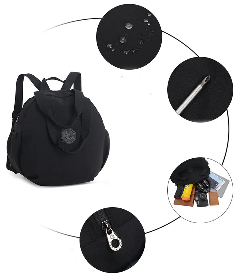 Black nylon large capacity multifunctional bag with backpack, shoulder, and handbag modes for women