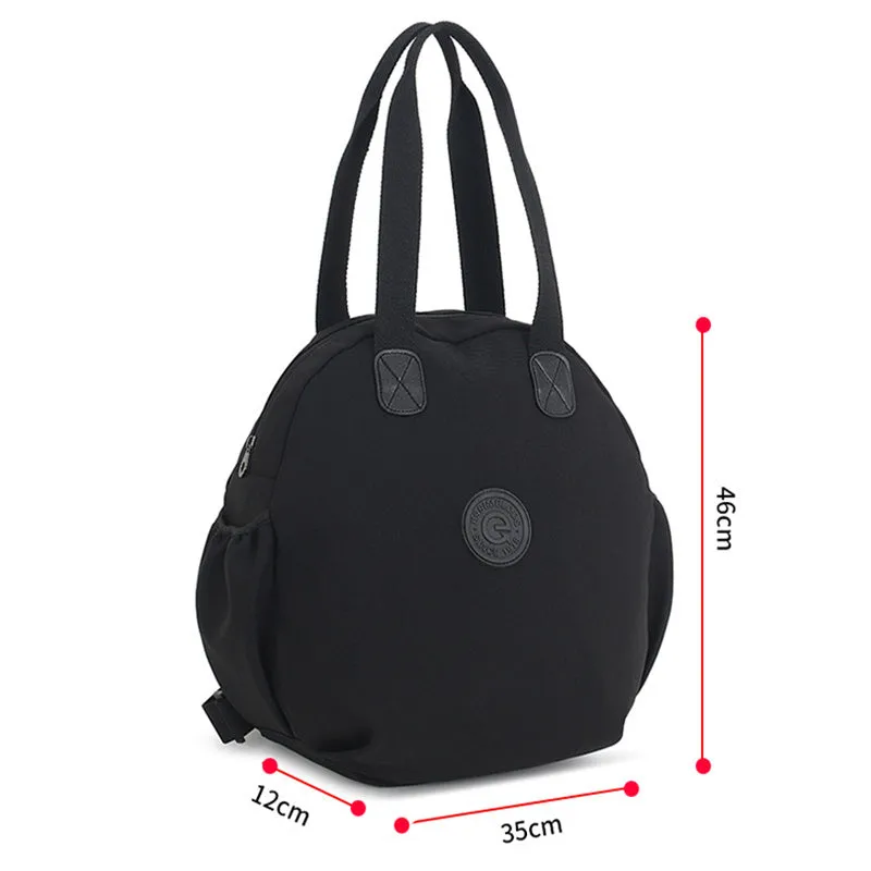 Black nylon large capacity multifunctional bag with backpack, shoulder, and handbag modes for women
