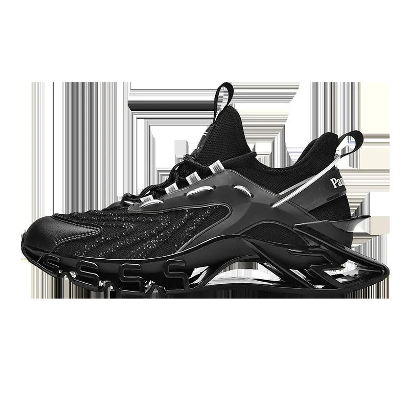Men's breathable mesh sports casual shoes Korean style in black, sizes 39-45