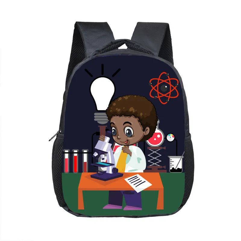 Children cartoon school bag with colourful design, waterproof polyester shell, and double straps