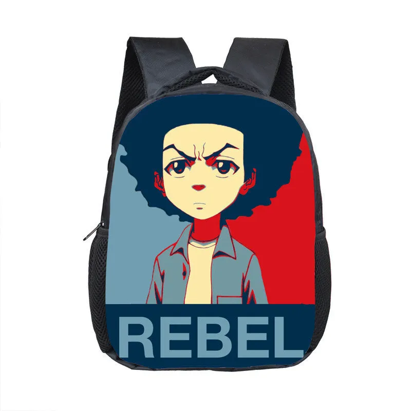 Children cartoon school bag with colourful design, waterproof polyester shell, and double straps