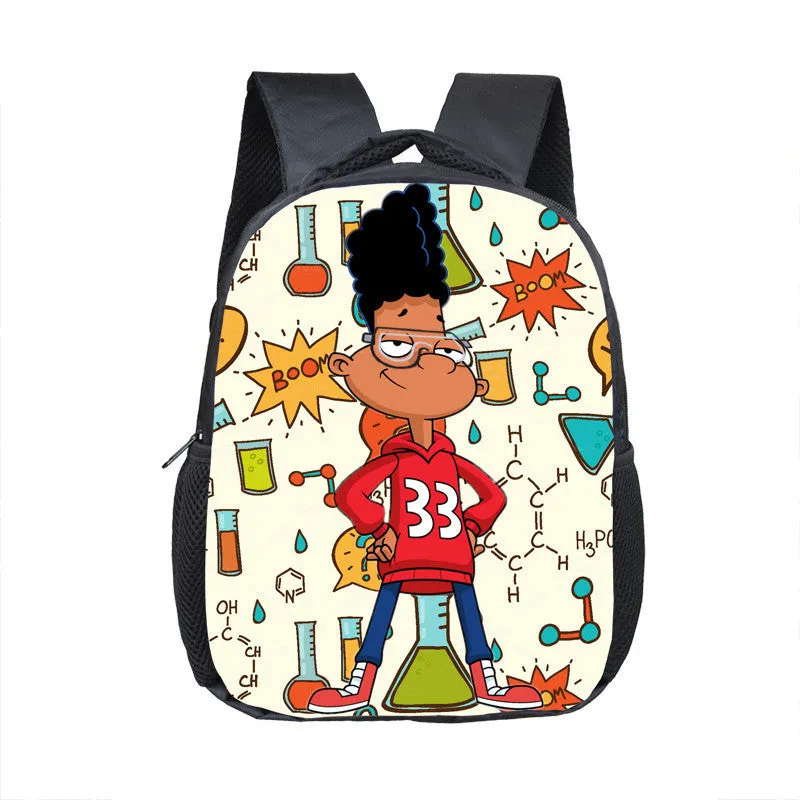 Children cartoon school bag with colourful design, waterproof polyester shell, and double straps