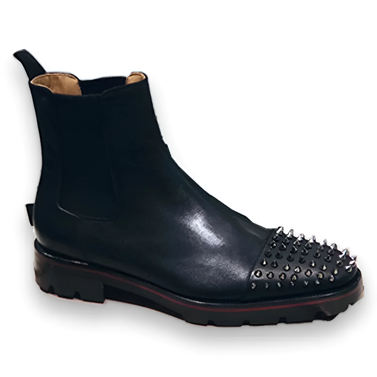 Black leather high top business casual shoes with cowhide upper