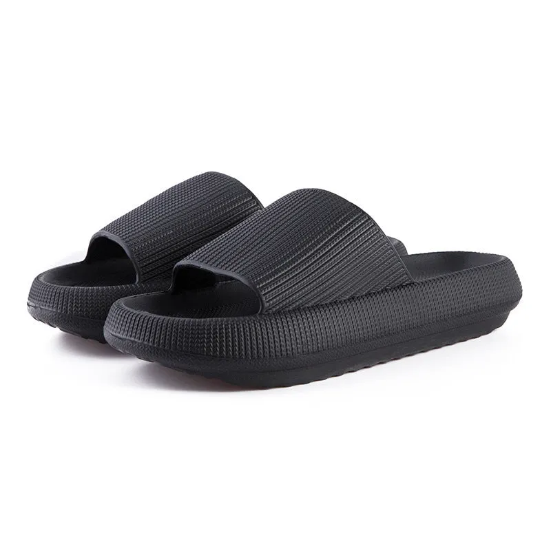 Non-slip EVA sandals for couples in black with thick sole and open-toe design