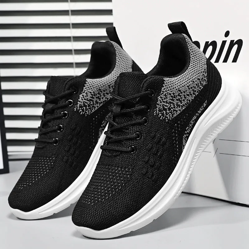 Women's lace-up sneakers in breathable mesh cloth, solid colour, round toe, PVC sole