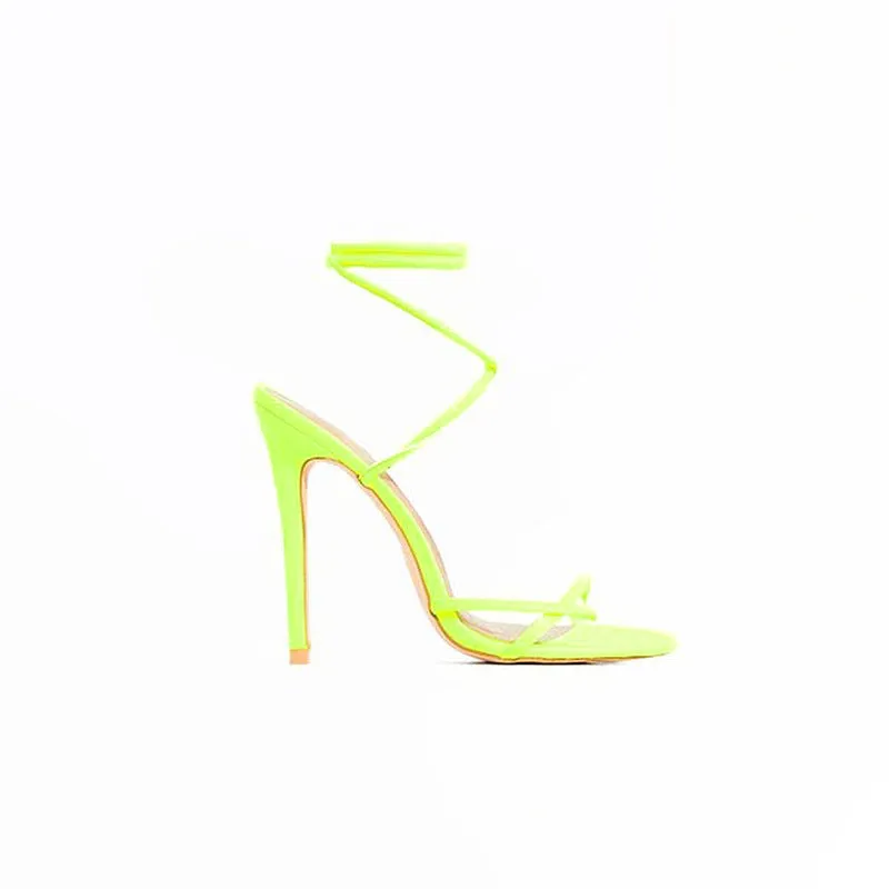 Candy Bright Toe Strap High Heels in orange colour with block heel and rubber sole