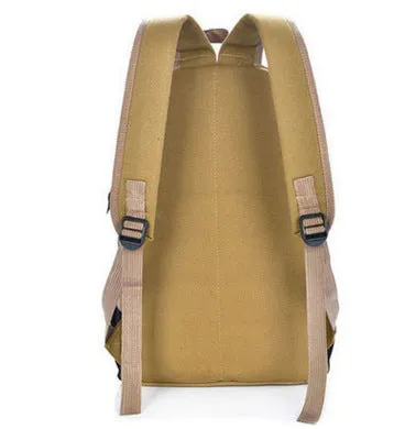 Korean men's retro canvas backpack in army green with flap closure and adjustable straps