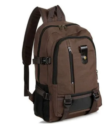 Korean men's retro canvas backpack in army green with flap closure and adjustable straps