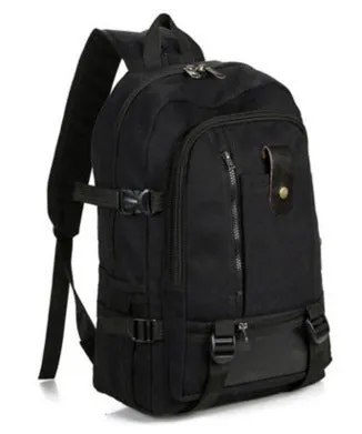 Korean men's retro canvas backpack in army green with flap closure and adjustable straps