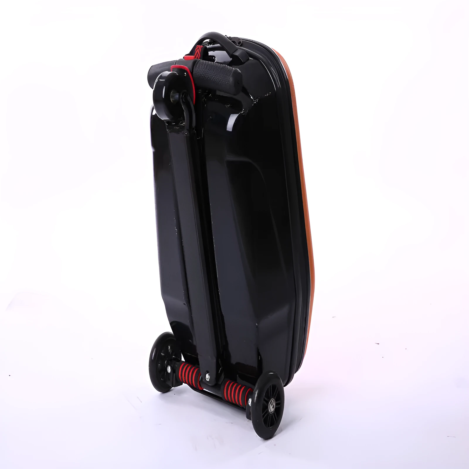 20-inch PC zippered travelling box with soft handle and one-way wheel in peach skin velvet, green colour