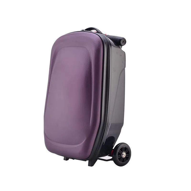 20-inch PC zippered travelling box with soft handle and one-way wheel in peach skin velvet, green colour