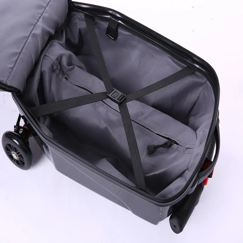 20-inch PC zippered travelling box with soft handle and one-way wheel in peach skin velvet, green colour