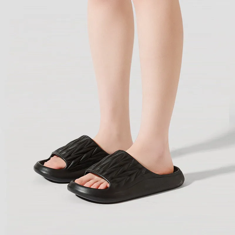 Leaf texture design EVA slippers in multiple colours for indoor summer and bathroom use