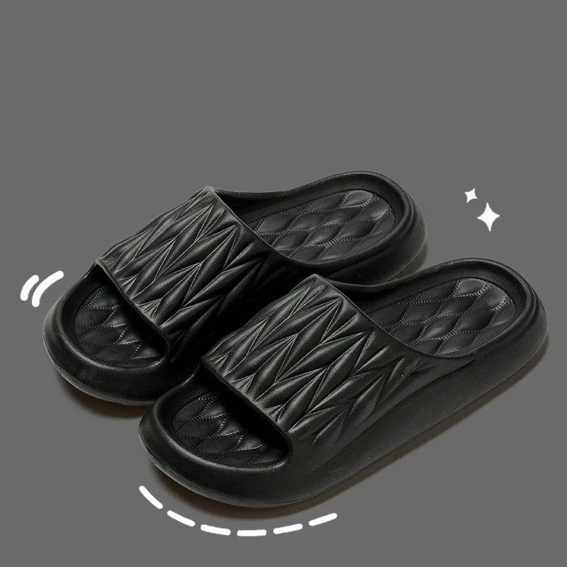 Leaf texture design EVA slippers in multiple colours for indoor summer and bathroom use
