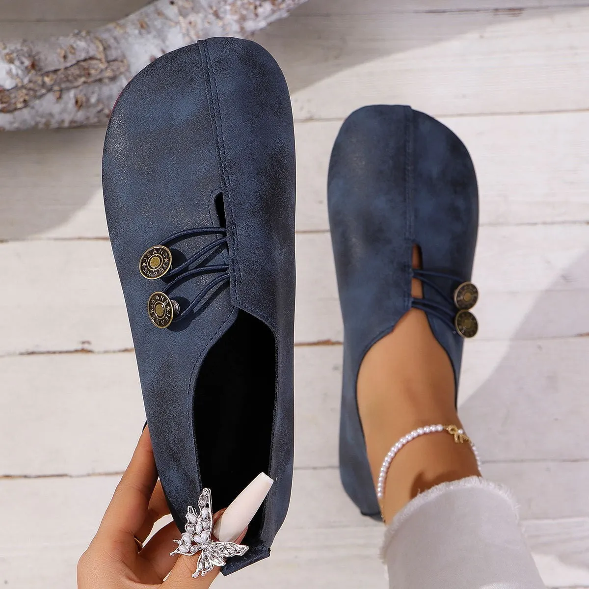 Ins square toe slip-on flat sandals for women, black artificial PU with rubber sole