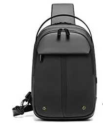 Men's waterproof crossbody bag in black Oxford cloth with zippered front and adjustable shoulder strap