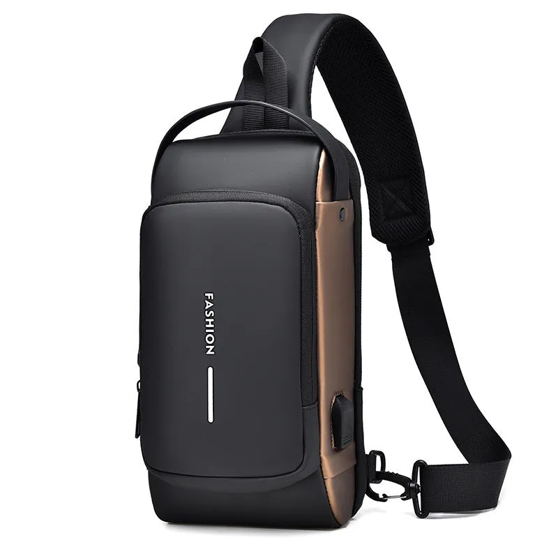 Retro casual shoulder messenger bag for men in dark brown with flap-over closure and adjustable strap