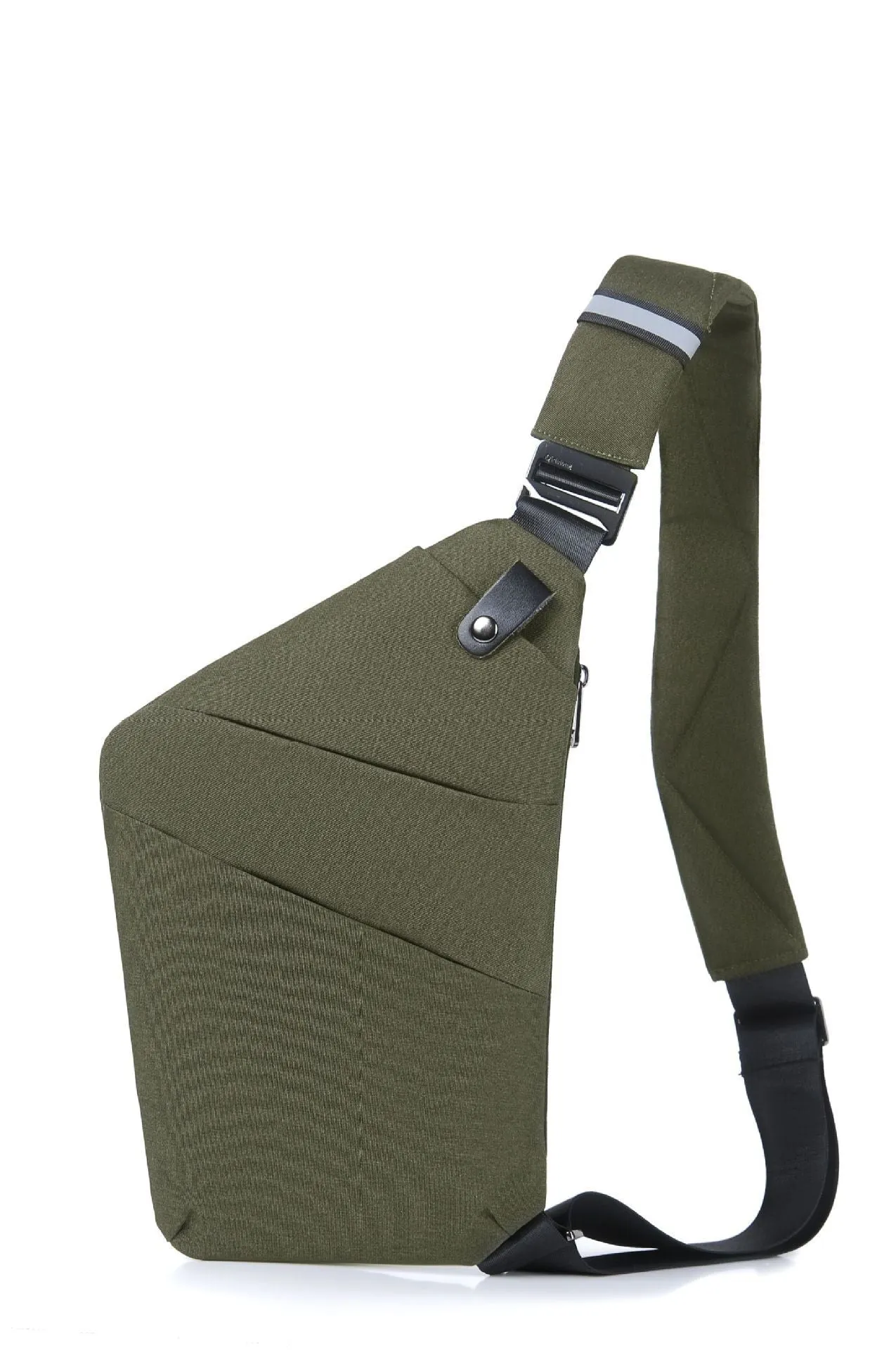 Men's anti-theft sling crossbody bag in polyester solid colour, regular trapezoid shape, available in multiple colours for business travel